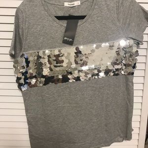 Nasty Gal Silver Sequin Me Out Tee